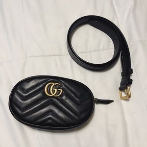 GG Marmont matelassé leather belt bag in black